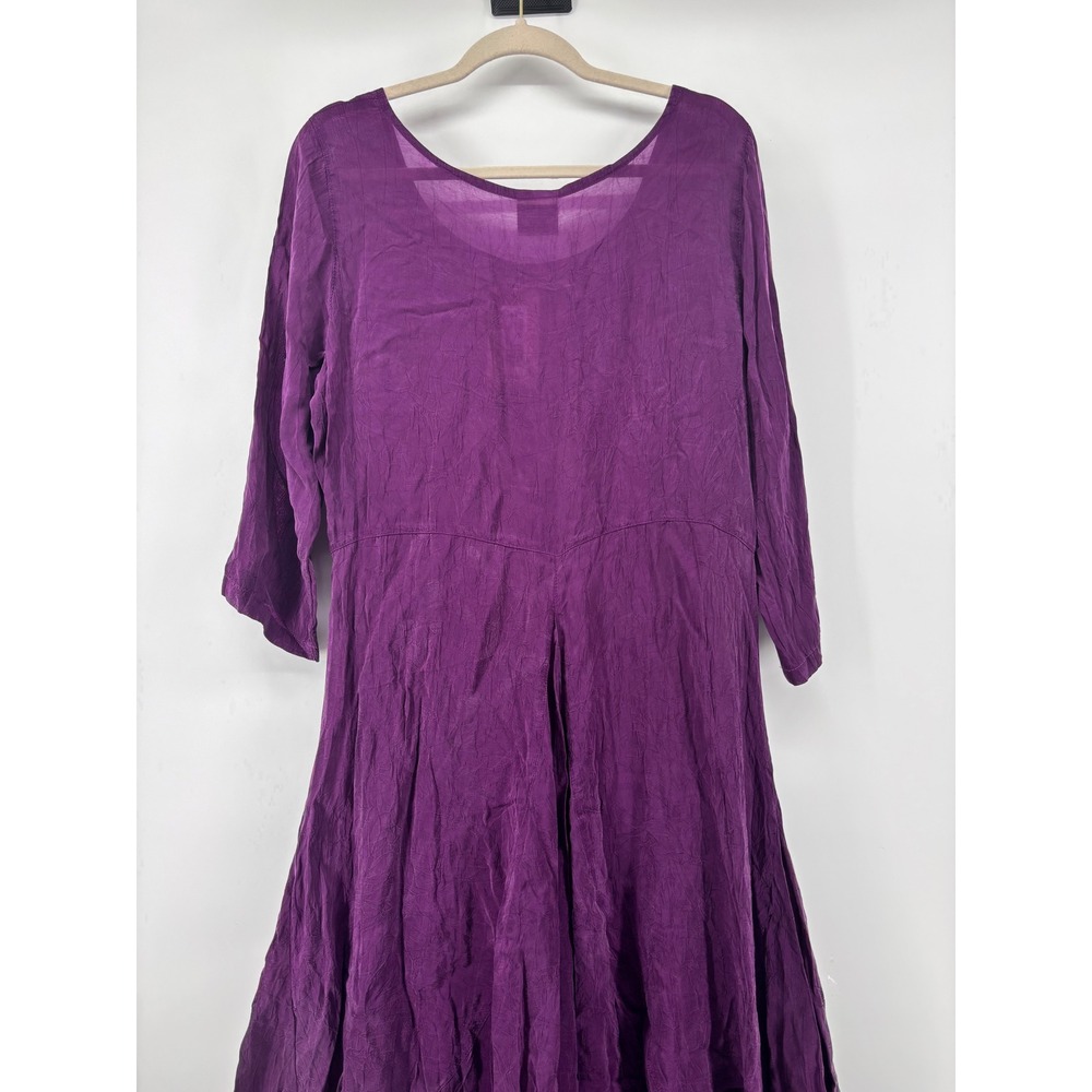 Click by Color Me Cotton Purple Crinkle Cupro Drape Dress Lagenlook Large NEW - Picture 4 of 8